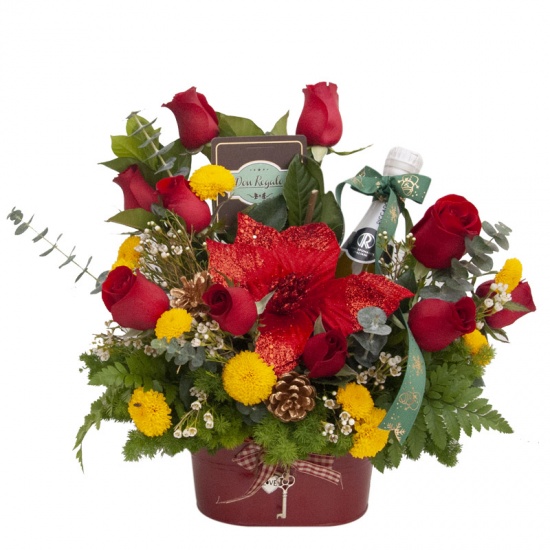 Hermoso arreglo floral navideño