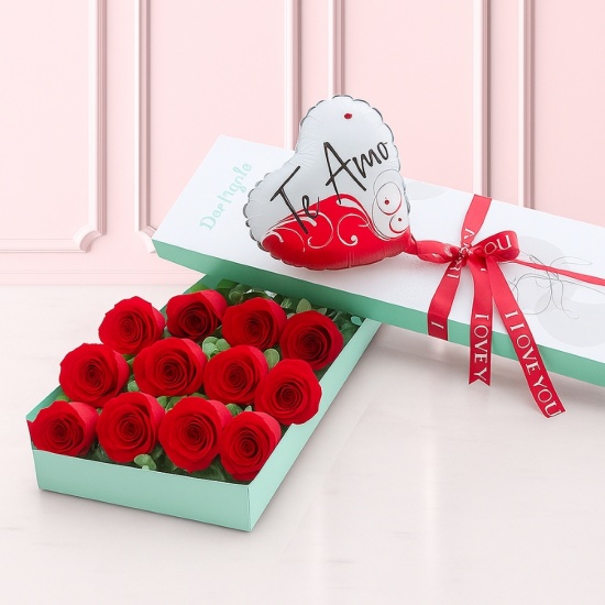 Caja de Rosas Rojas para Celebrar