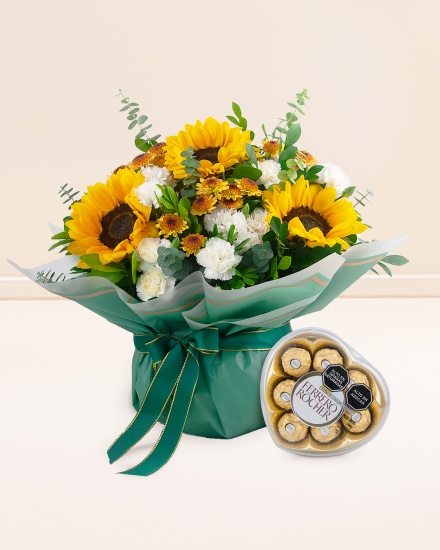 Girasoles para conquistar y Corazón ferrero Rocher				