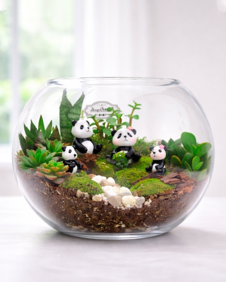 Terrario de suculentas Familia Panditas 