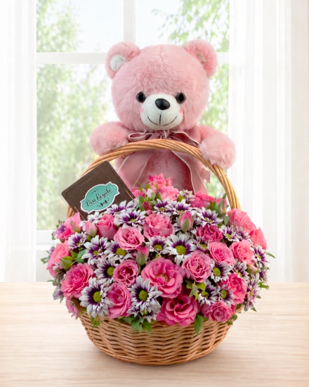 Flores para Cumpleaños Mixtas en Canasta