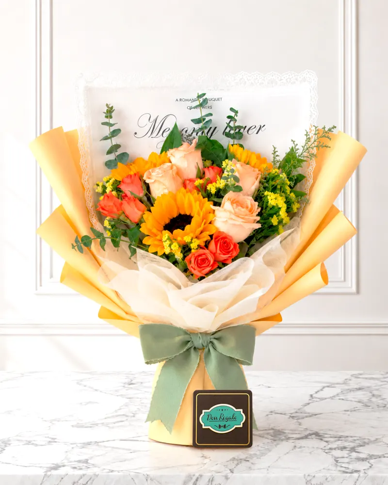 Ramo maravilla con rosas de colores radiantes