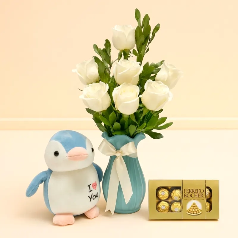 Pingüino encantador con chocolates
